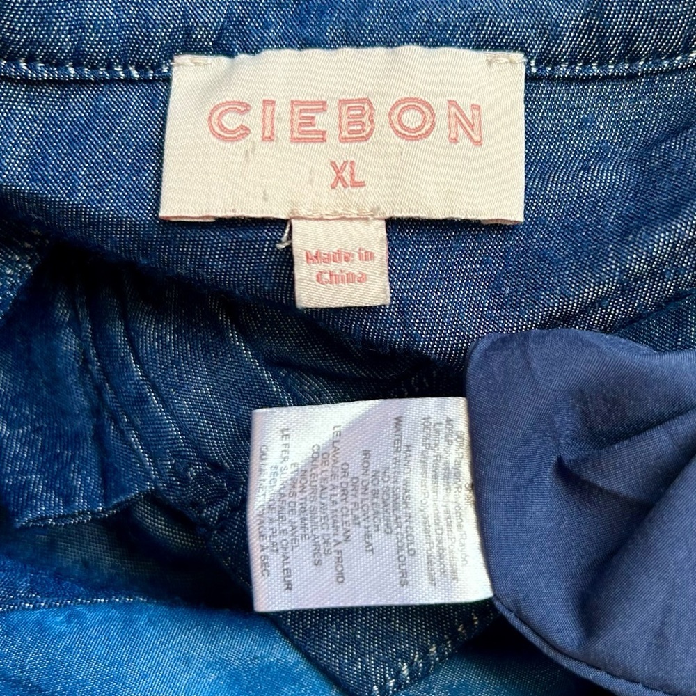 CEIBON Evita Patchwork Long Sleeve Shirt Dress Blue Size XL - Picture 13 of 13